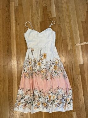 Joie White and Blush Pink Floral Midi Sundress